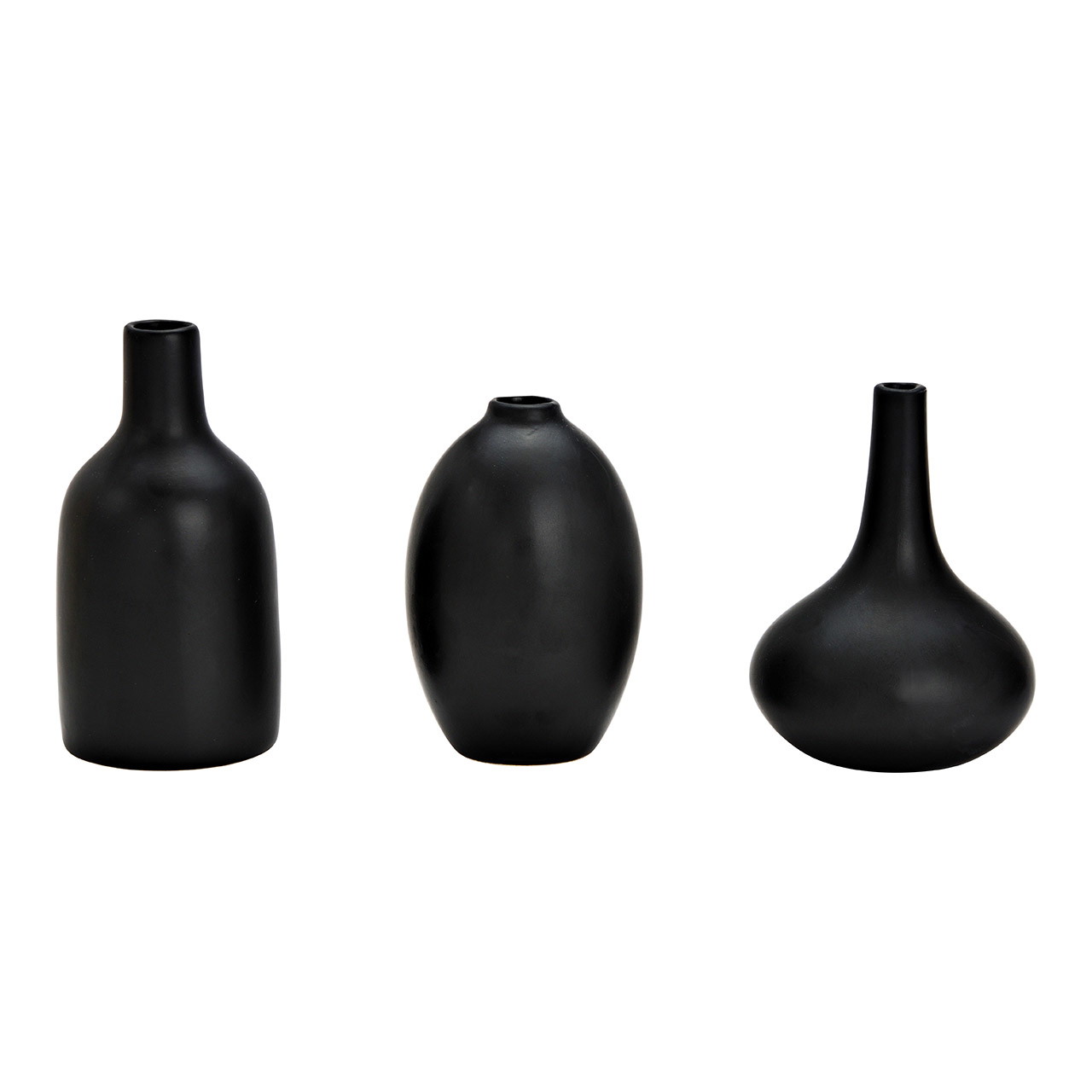 Vasen Set aus Keramik schwarz 3er Set, (B/H/T) 9x12x9cm, 7x11x7cm, 7x14x7cm | 10035450