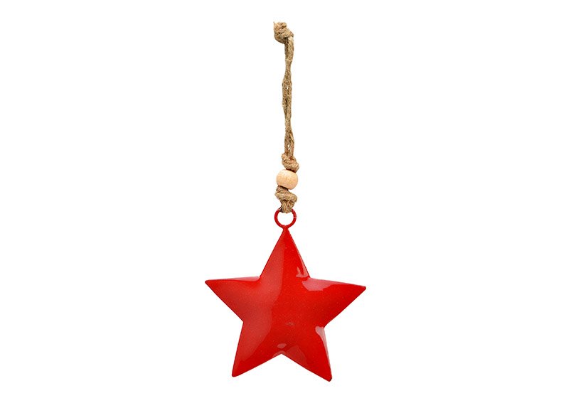 Hanger metaal ster rood (B/H/D) 8x8x1cm