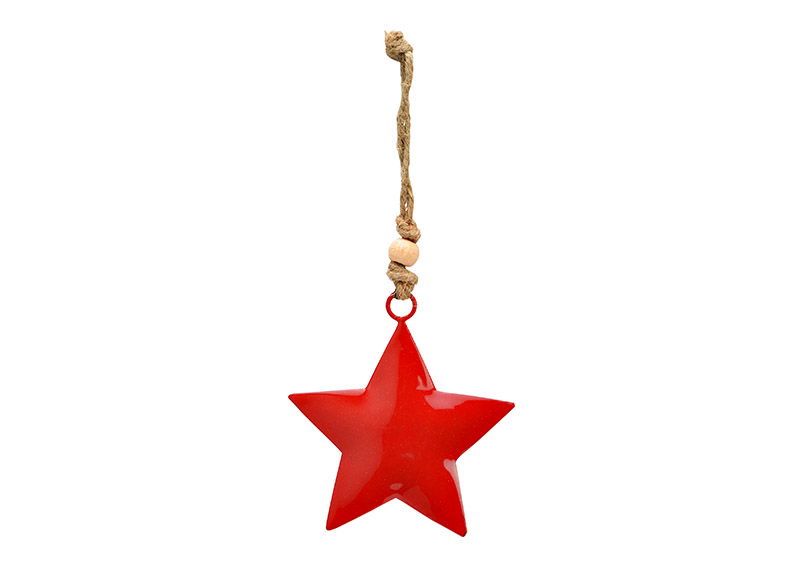 Hanger metaal ster rood (B/H/D) 8x8x1cm
