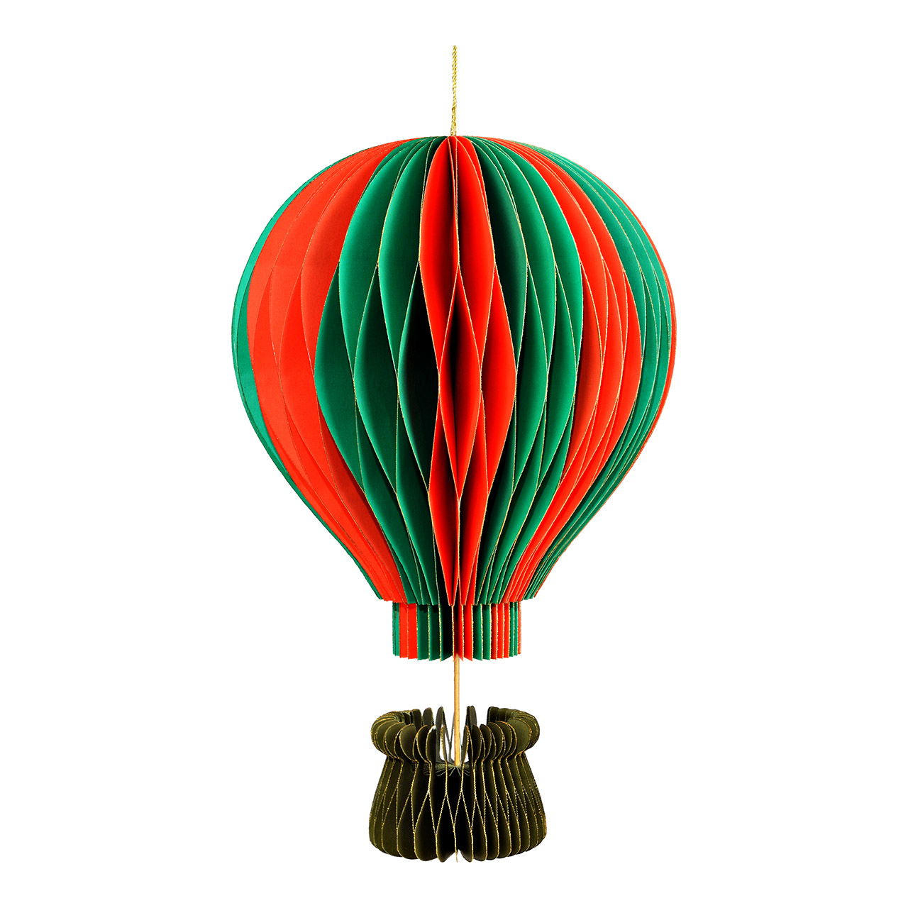 Luchtballonhanger van papier/karton, oranje/groen (B/H/D) 19x30x19cm