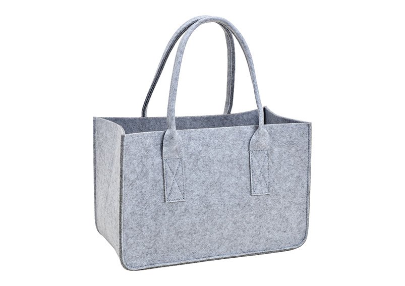 Felt bag light grey (W/H/D) 38x25x19cm
