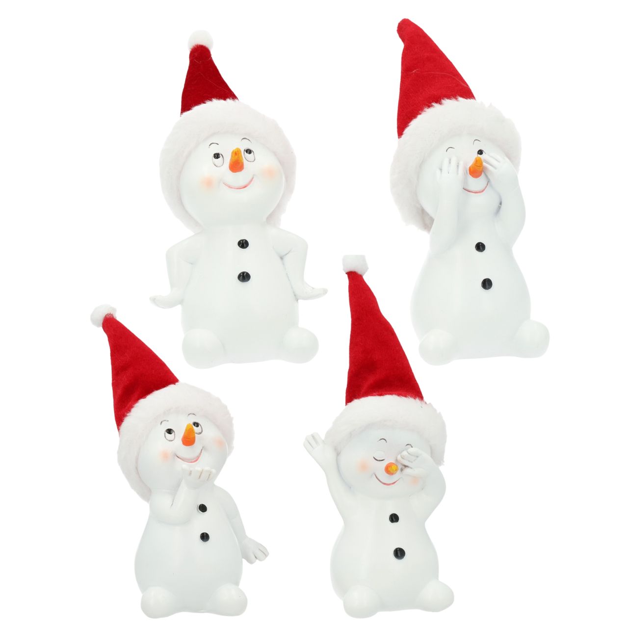 Schneemann aus Poly Weiß 4-fach sortiert (B/H/T) 6x11x6cm Draußen, Natur, Winter, Schnee, Schneemann