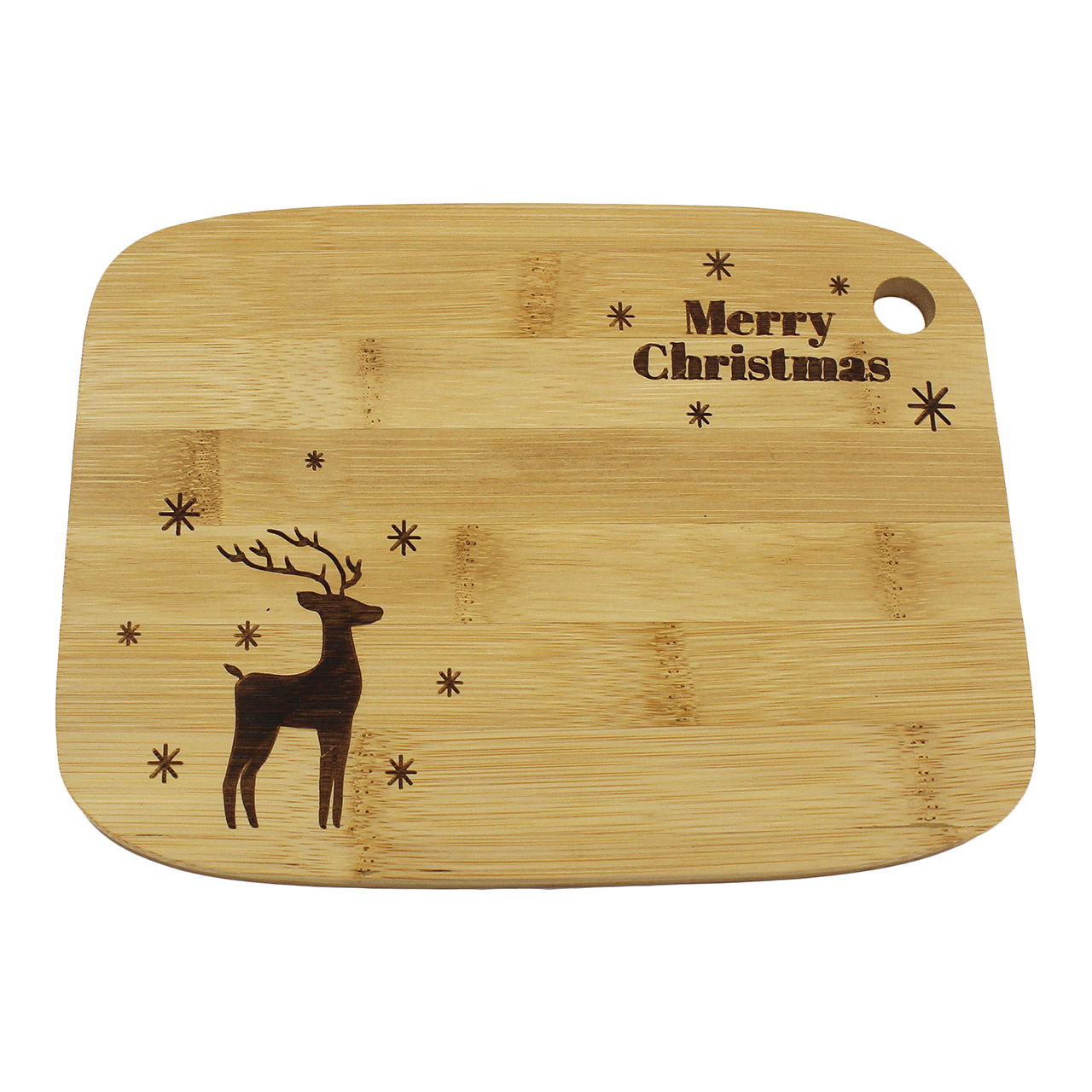 Breakfast board, Merry Christmas made of bamboo natural (W/H/D) 21x1x16cm