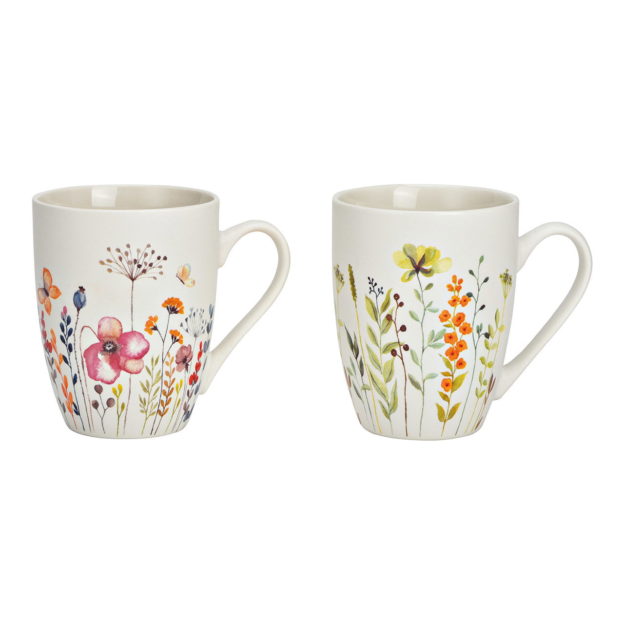 Tazza con decoro floreale in porcellana bianca a 2 pieghe, (L/H/D) 10x8x6cm 275ml Tazza con decoro floreale in porcellana bianca a 2 pieghe, (L/H/D) 10x8x6cm 275ml