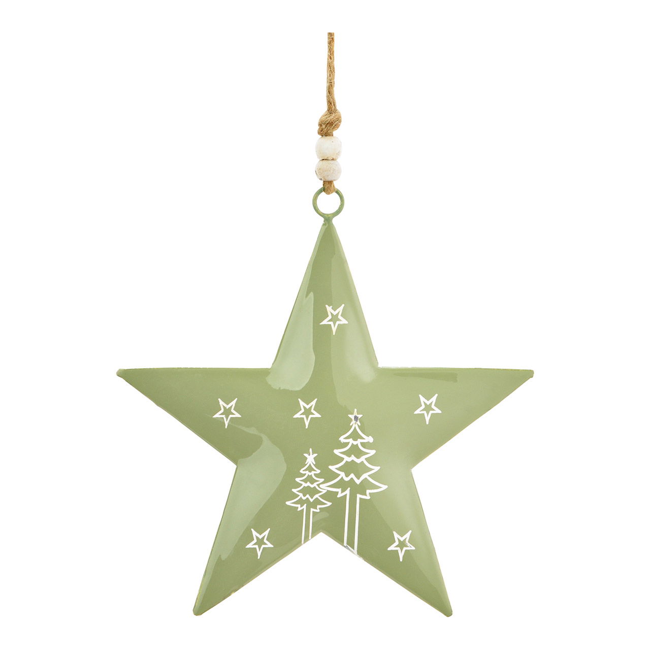 Suspension de Noël étoile décor sapin en métal, vert (L/H/P) 15x2x15cm