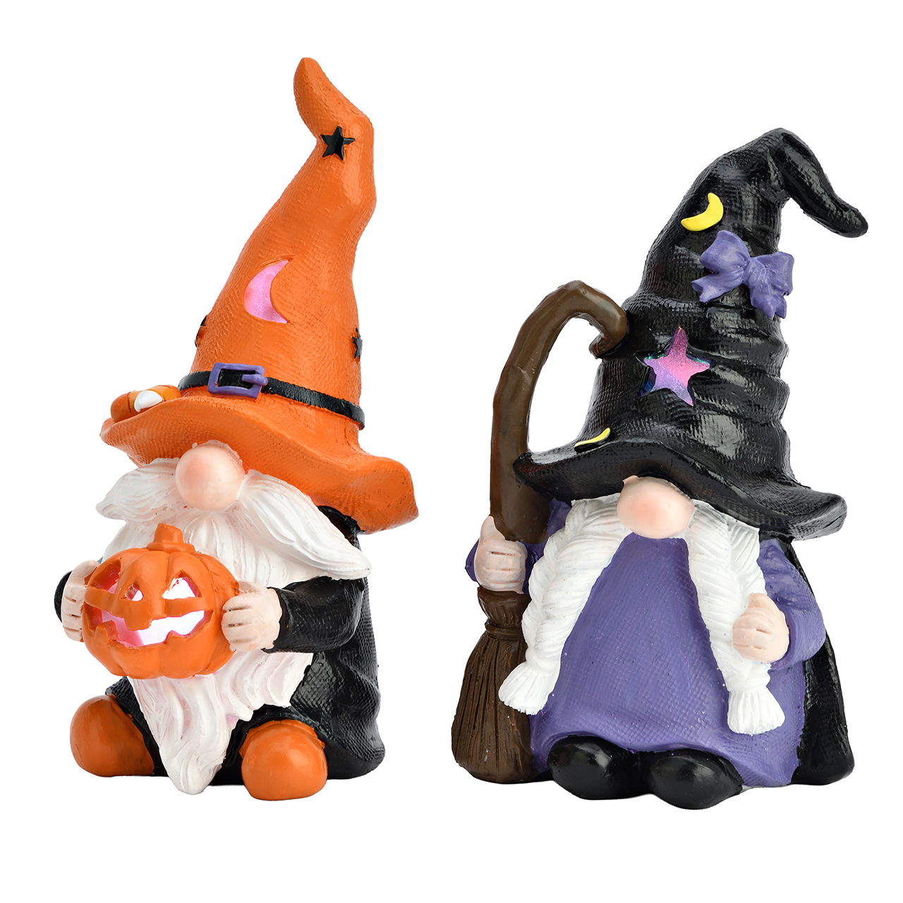 Gnomo de Halloween LED de poli colorido 2 surtidos (A/A/D) 8x18x9cm excl. 2xLR44 Figur, Person, Spielzeug