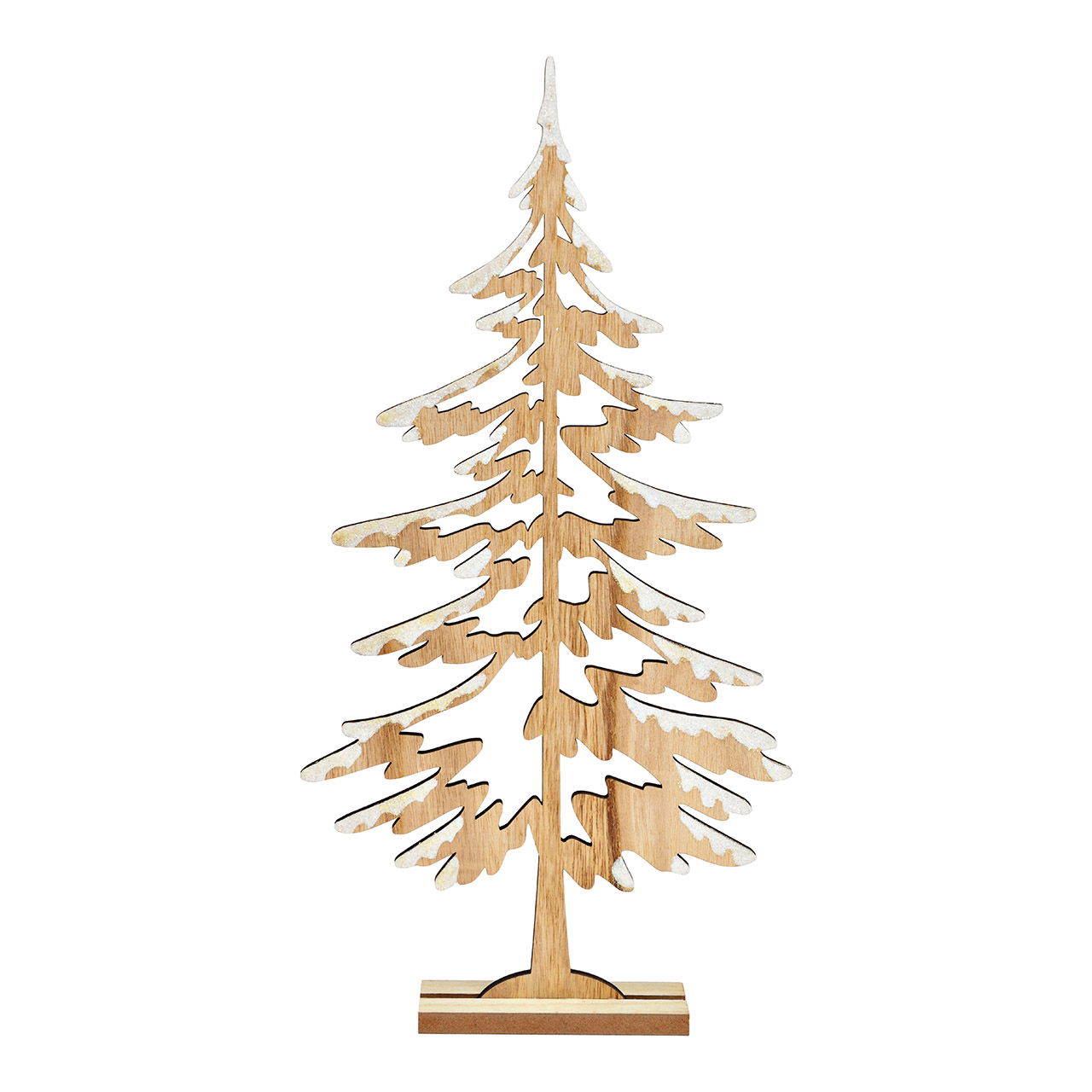 Tannenbaum mit Schnee aus Holz natur (B/H/T) 20x39x5cm