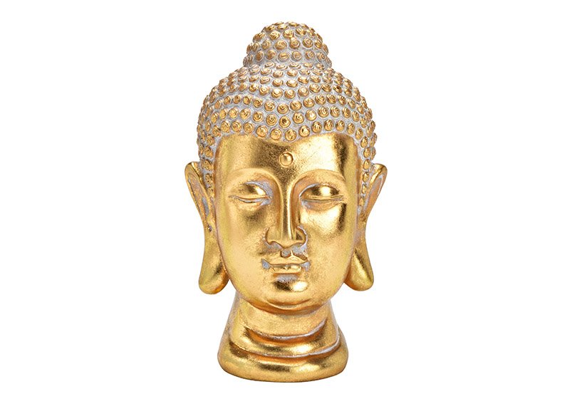 Buddhakopf aus Poly, Gold (B/H/T) 19x30x17cm