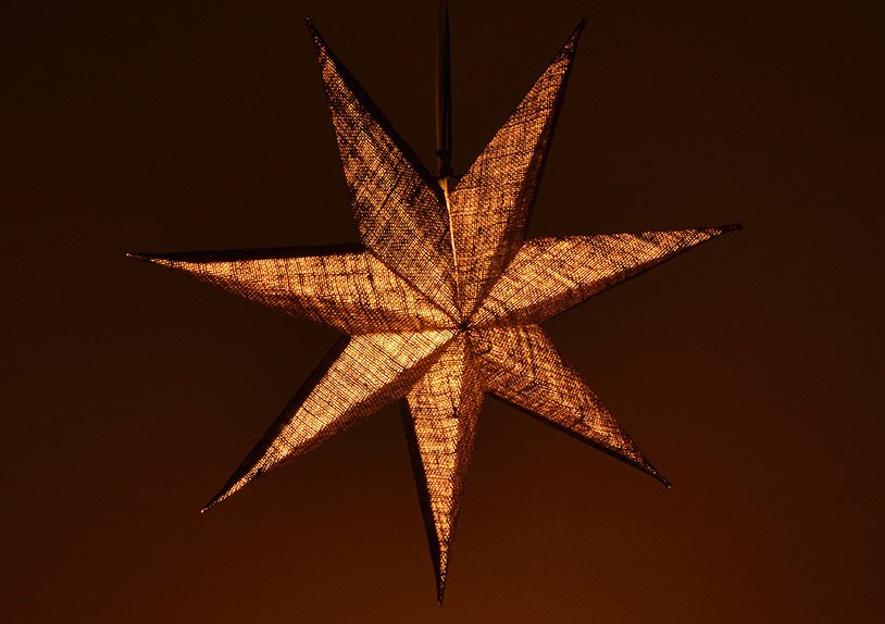 Estrella luminosa 7 puntas de papel/cartón, yute negro Ø60cm
