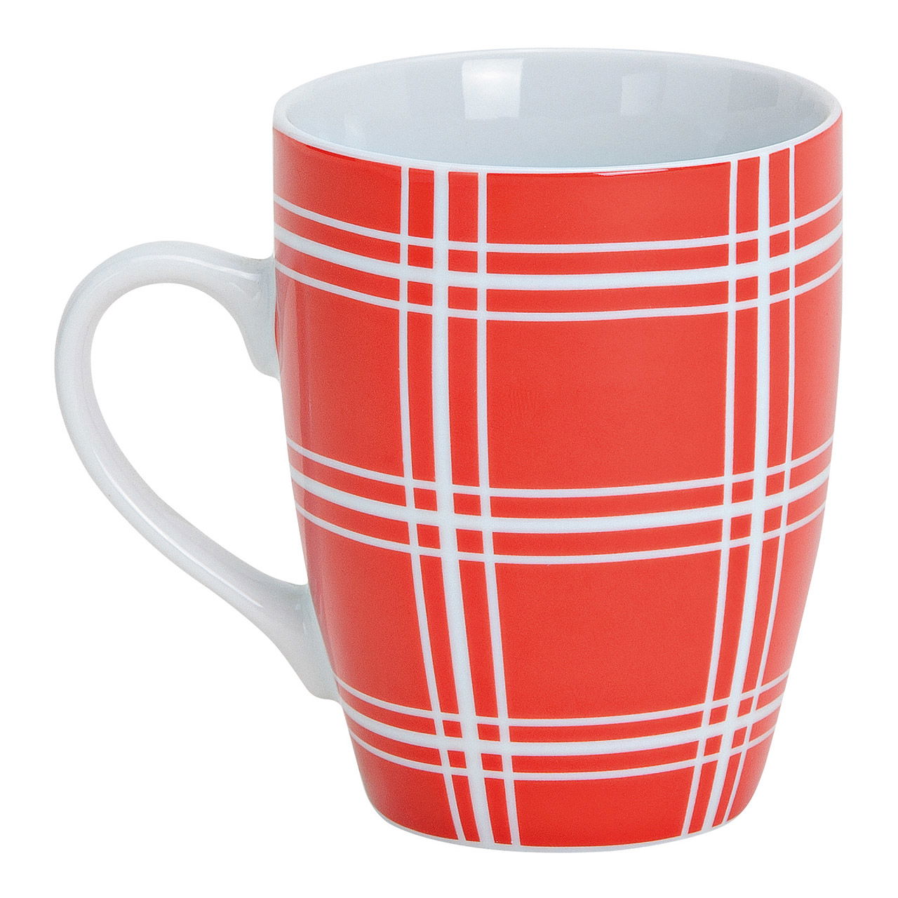 Taza rayas rojo-blanco, 4 surtidos porcelana, 10 cm