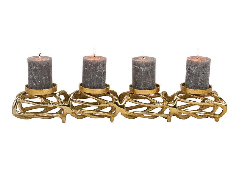 Candle holder, advent arrangement made of metal gold (w / h / d) 61x9x10cm