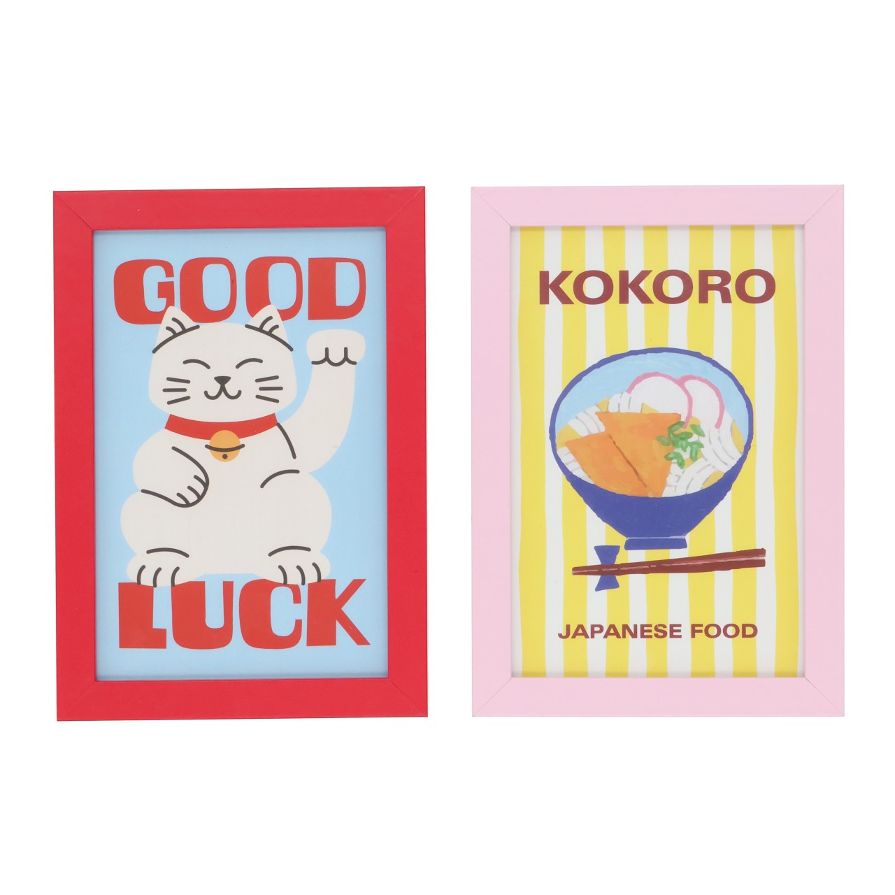 Wooden Decorative Sign/Photo Frame, Assorted Colors, Set of 2 (W/H/D) 11x16x1 cm poster, maneki-neko, frame, decor, Japanese food