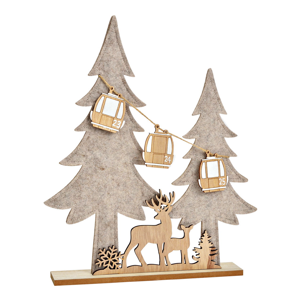 Aufsteller Tannenbaum mit Hirsch aus Filz auf Holz Sockel, Natur (B/H/T) 34x40x5cm Aufsteller Tannenbaum mit Hirsch aus Filz auf Holz Sockel, Natur (B/H/T) 34x40x5cm