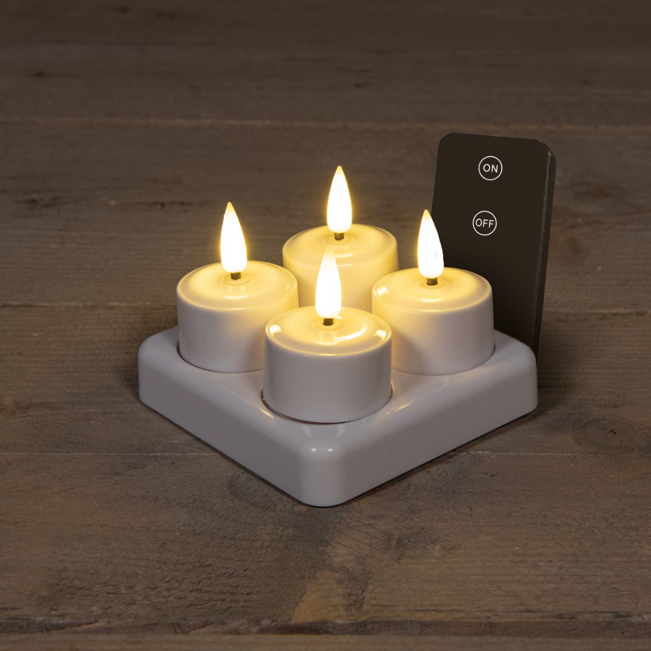 LED-Kerzen, Kaminkerzen, 4er-Set, Tischdeko, Dimmbare Beleuchtung