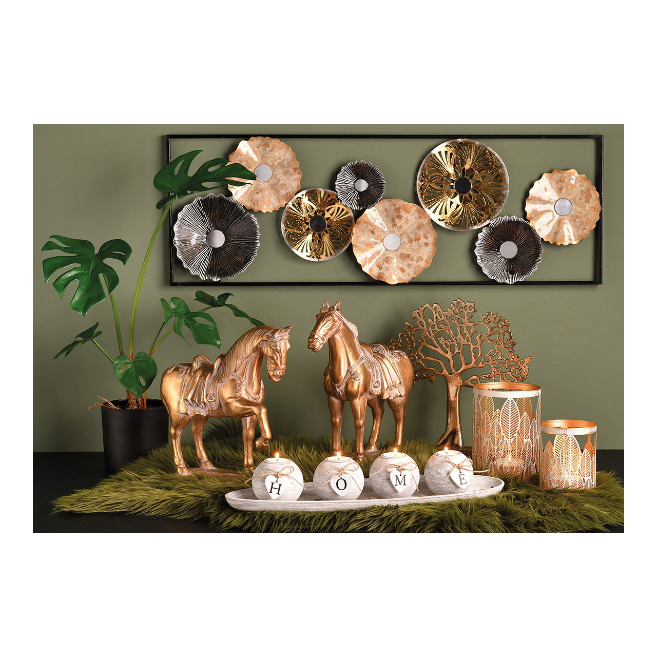 Aufsteller Baum aus Metall auf Mangoholz Sockel Gold, braun (B/H/T) 30x33x5cm Aufsteller Baum aus Metall auf Mangoholz Sockel Gold, braun (B/H/T) 30x33x5cm