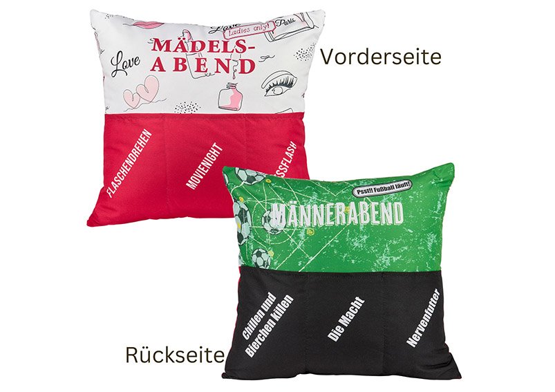 Reversible cushion, Mädels/Männerabend made of textile colorful (W/H) 43x43cm