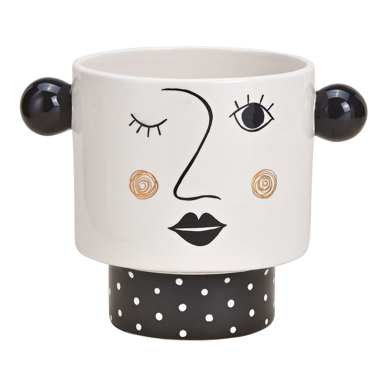 Pot de fleurs femme en céramique noir/blanc (L/H/P) 22x17x15cm Pot de fleurs femme en céramique noir/blanc (L/H/P) 22x17x15cm