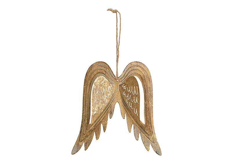 Hänger Flügel aus Metall Gold (B/H/T) 15x15x2 cm