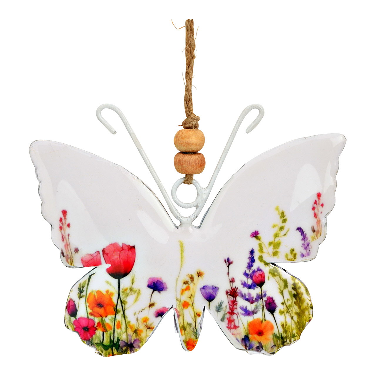 Hänger Schmetterling Blumen Dekor aus Metall, Bunt (B/H/T) 10x8x1cm Leuchter, Lampe