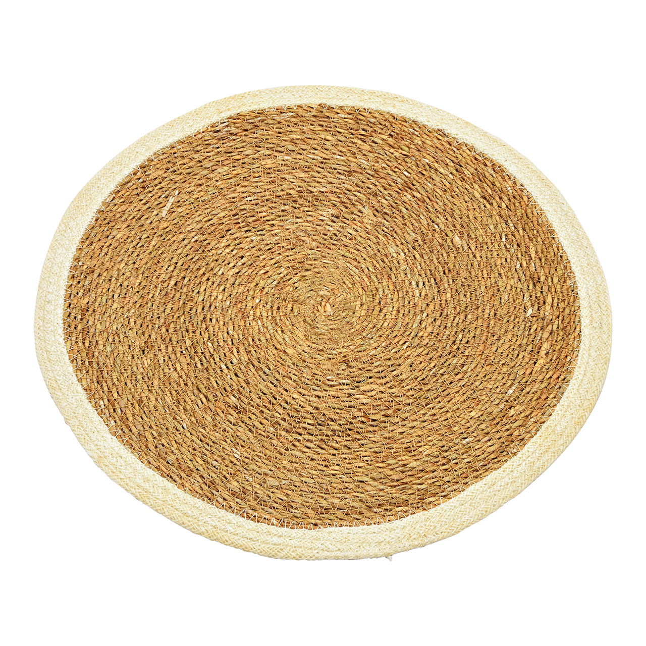 Set de table en jonc de mer, jute en matière naturelle, blanc Ø38cm