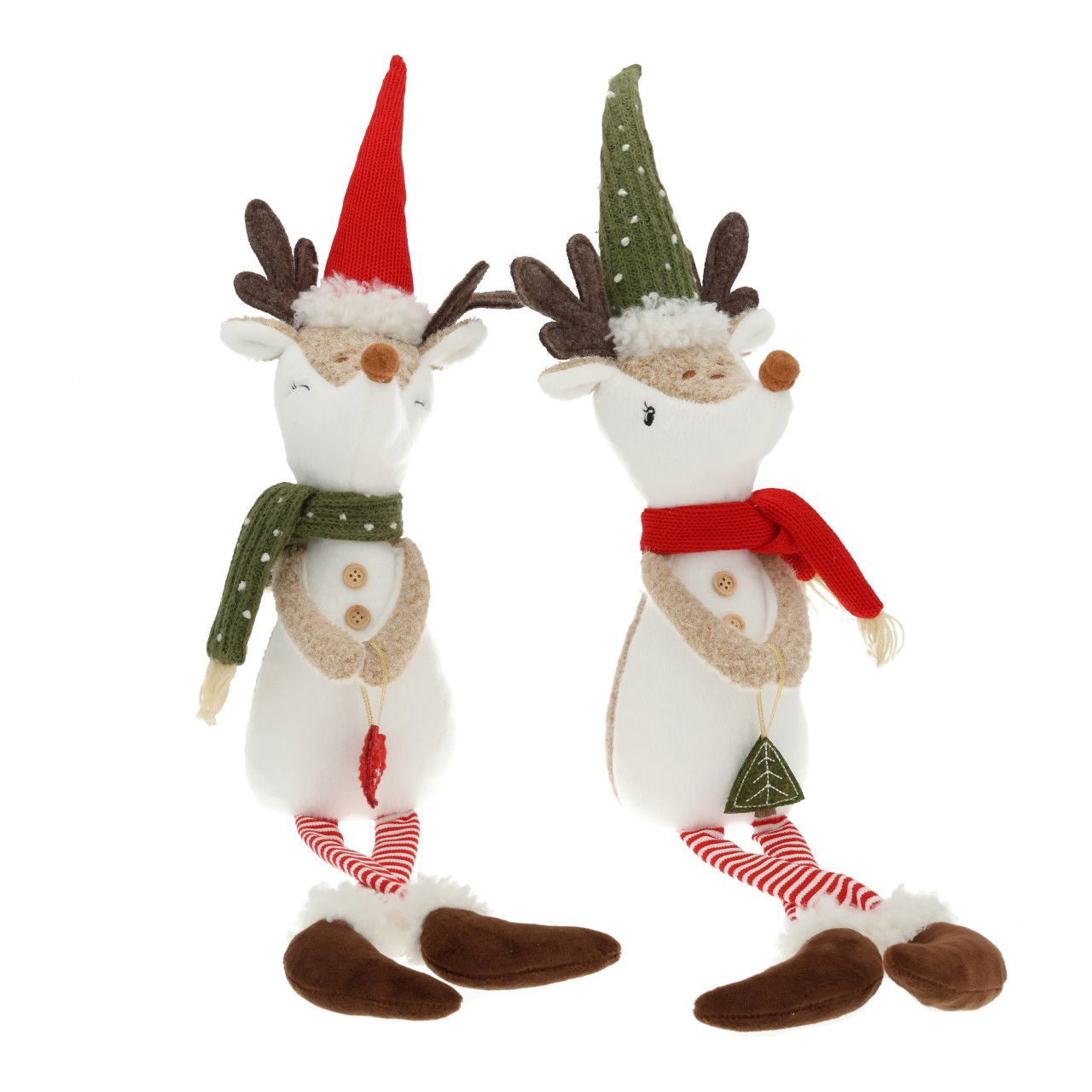 Rentier mit Weihnachtsmütze aus Textil Bunt 2-fach sortiert (B/H/T) 15x78x15cm