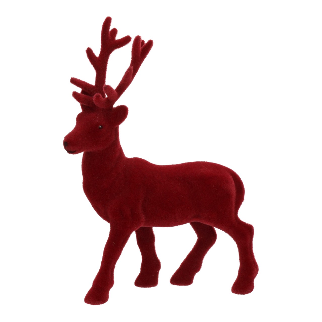 Ciervo flocado en plástico rojo (A/A/P) 15x21x4cm Hirsch, Säugetier, Tierwelt, Antilope, Elch