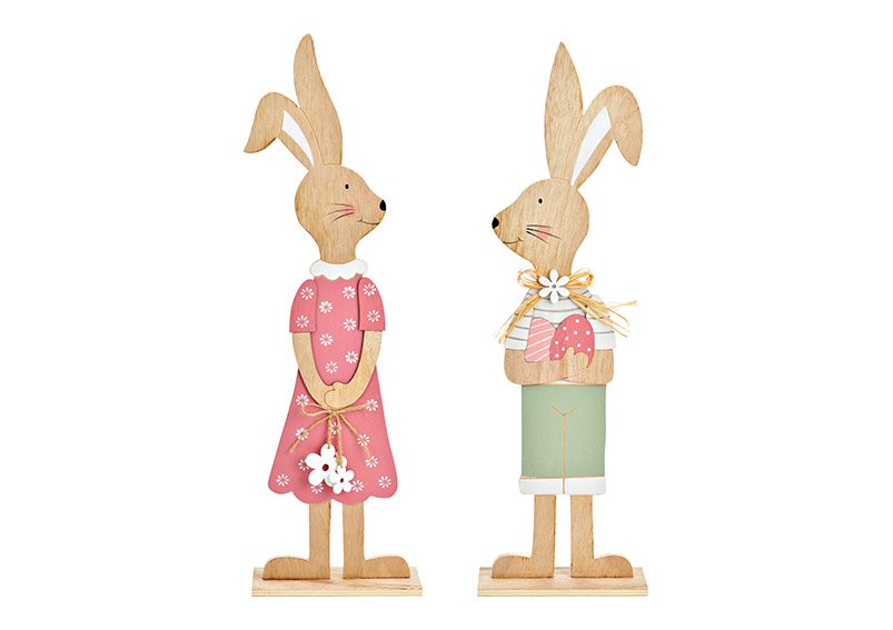 Bunny, girl and boy made of wood natural 2-fold, (W/H/D) 18x58x7cm