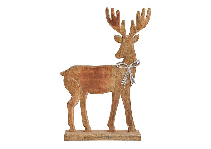 Moose with metal loop decor, mango wood, brown, 30x47x7cm