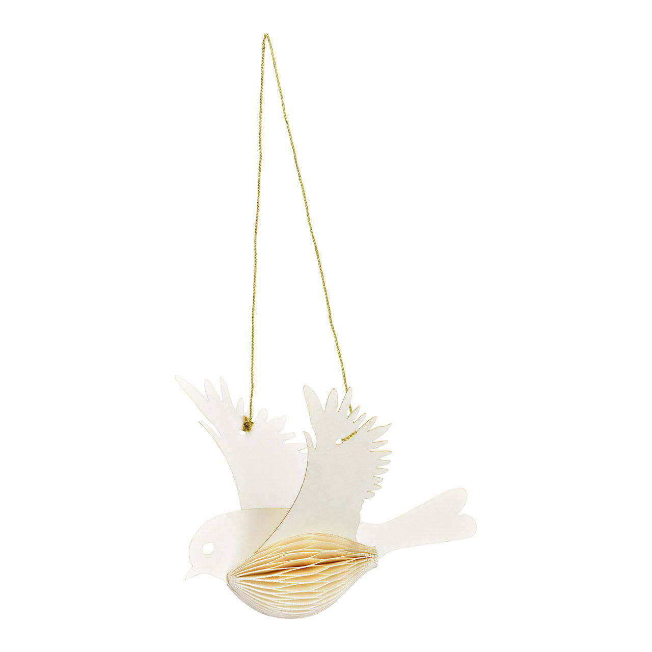 Honeycomb bird hanger made of paper/cardboard, white (W/H/D) 15x15x5cm