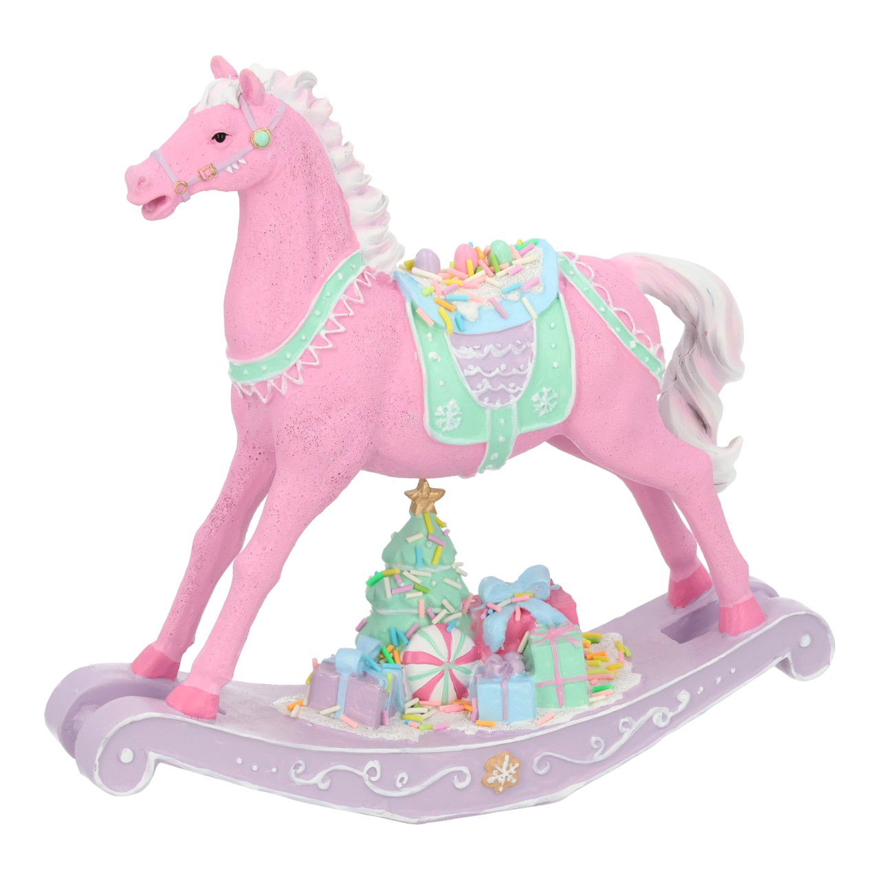 Schaukelpferd aus Poly Pink/Rosa (B/H/T) 25x23x6.5cm Figur