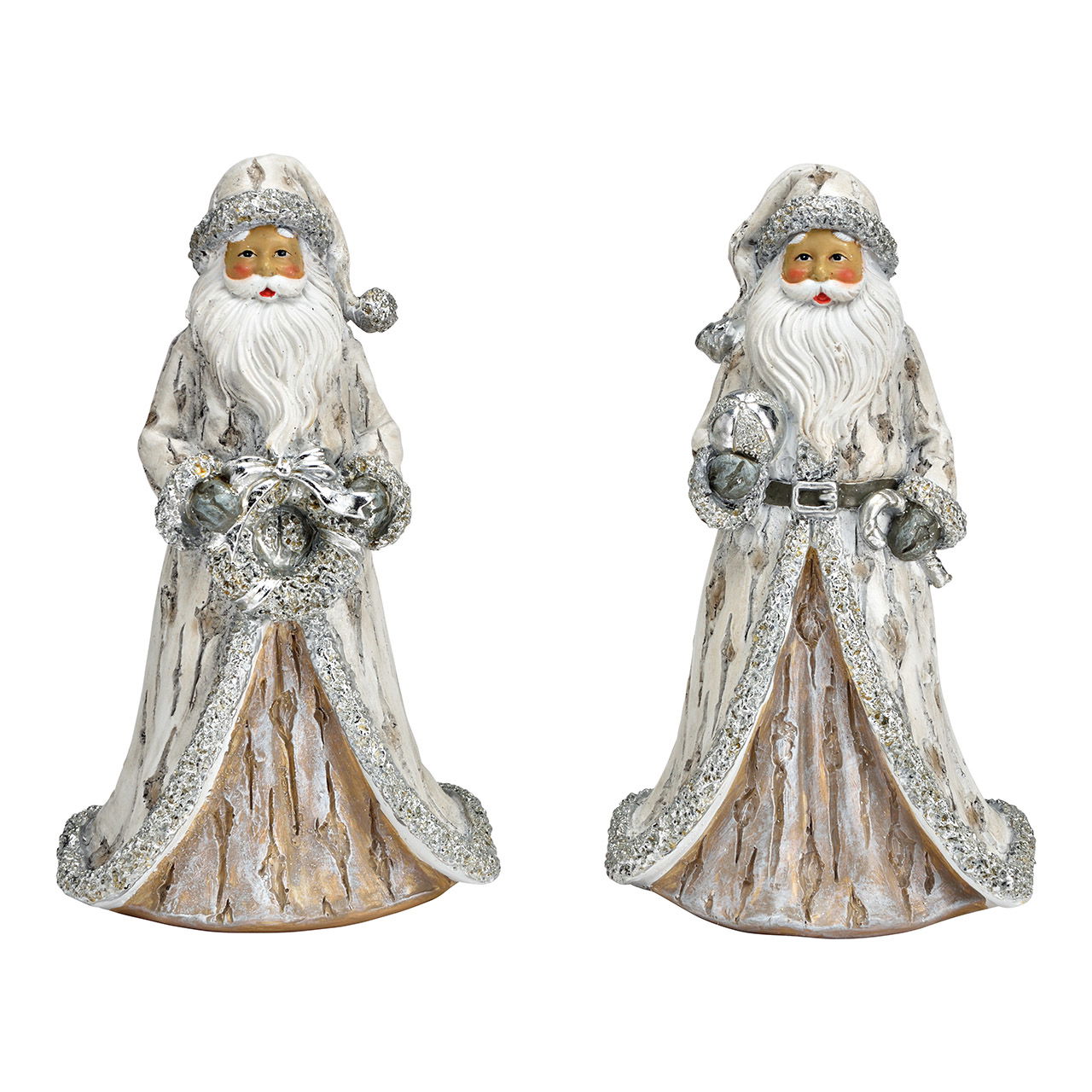 Santa of poly silver 2-fold, (W/H/D) 13x23x10cm