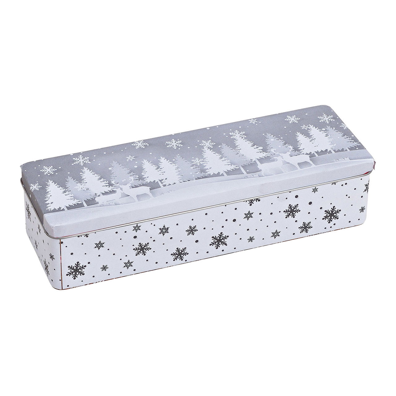 Metalen doos winter forest grijs (B/H/D) 29x7x10cm Metalen doos winter forest grijs (B/H/D) 29x7x10cm