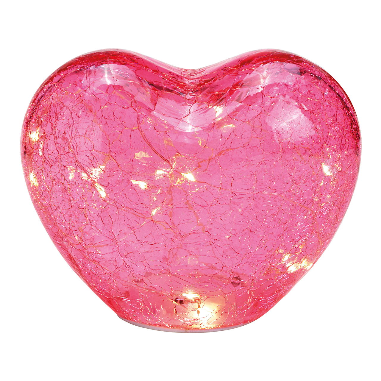 Corazón con 20 LED con temporizador de cristal Rosa/Rosa (A/H/D) 18x15x11cm