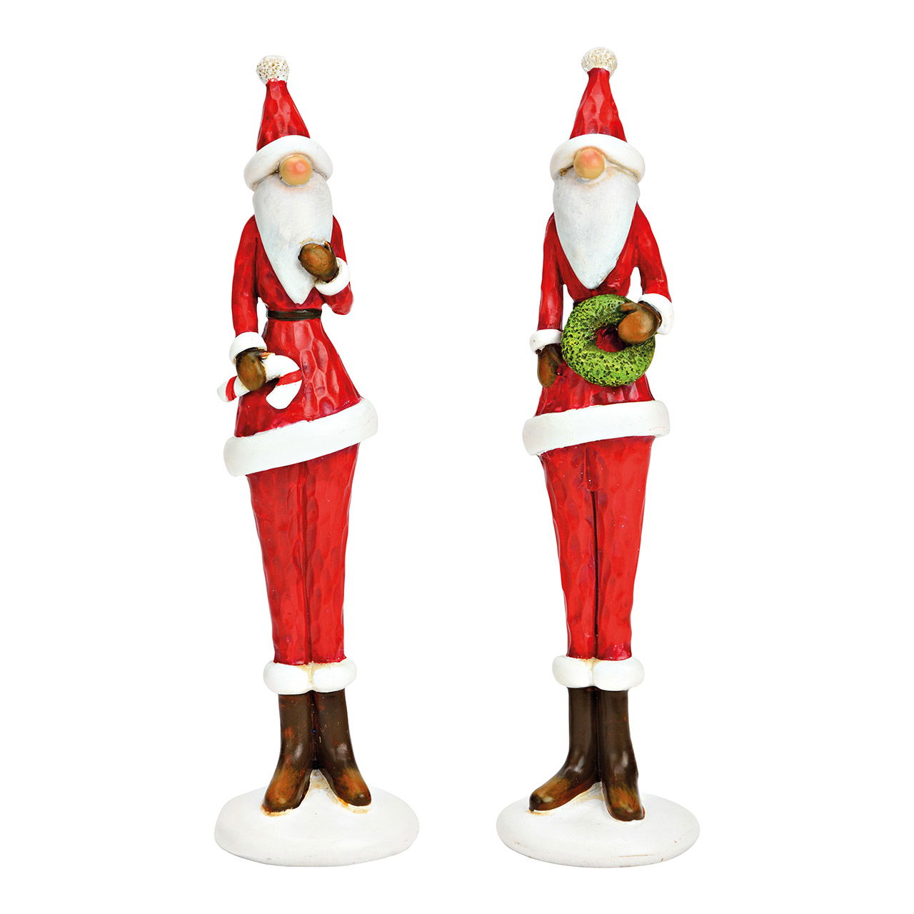 Babbo Natale con ghirlanda, bastoncino di zucchero in polietilene rosso 2 pieghe, (L/H/D) 6x22x6cm Babbo Natale con ghirlanda, bastoncino di zucchero in polietilene rosso 2 pieghe, (L/H/D) 6x22x6cm