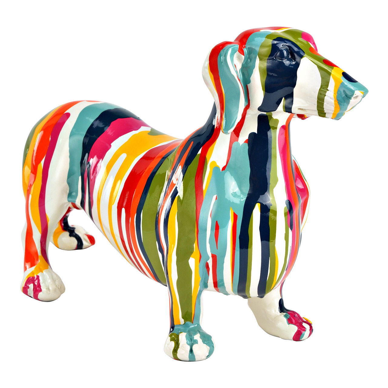 Figur Hund Dackel aus Poly, Bunt (B/H/T) 27x16x7cm Figur