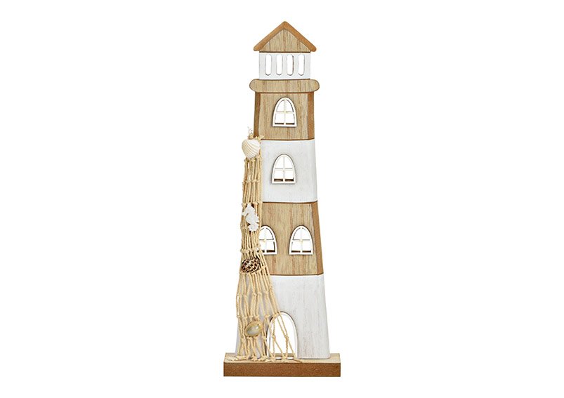 Display lighthouse made of wood natural (W/H/D) 10x30x4cm