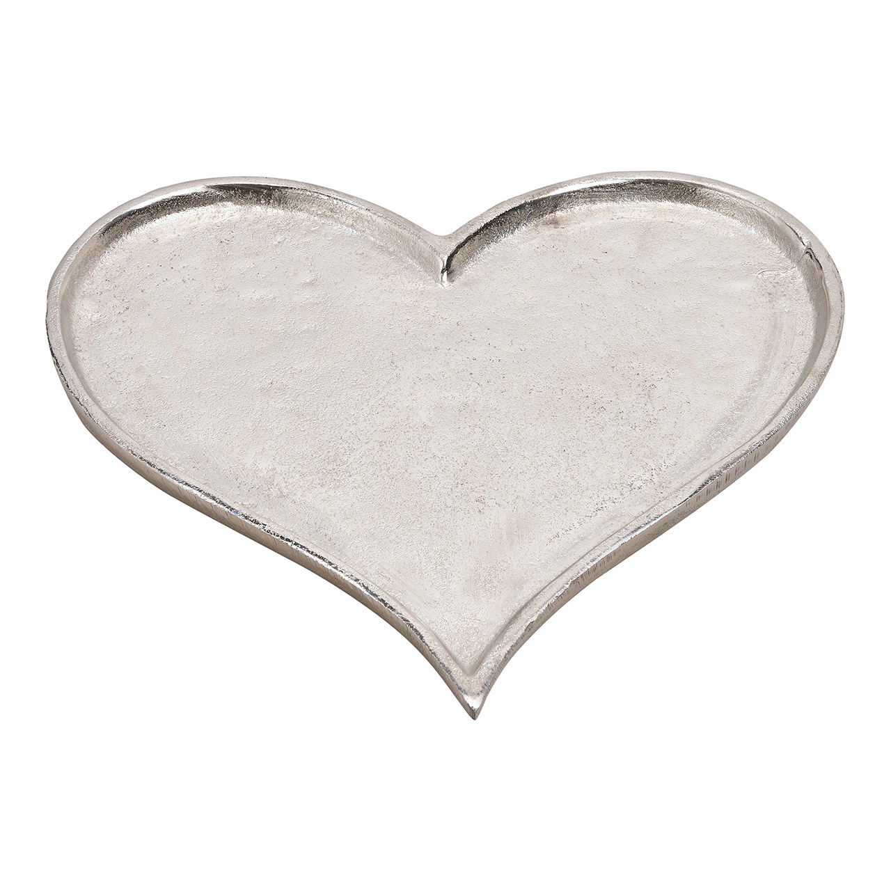 Decorative metal heart plate, silver (W/H/D) 27x26x1cm