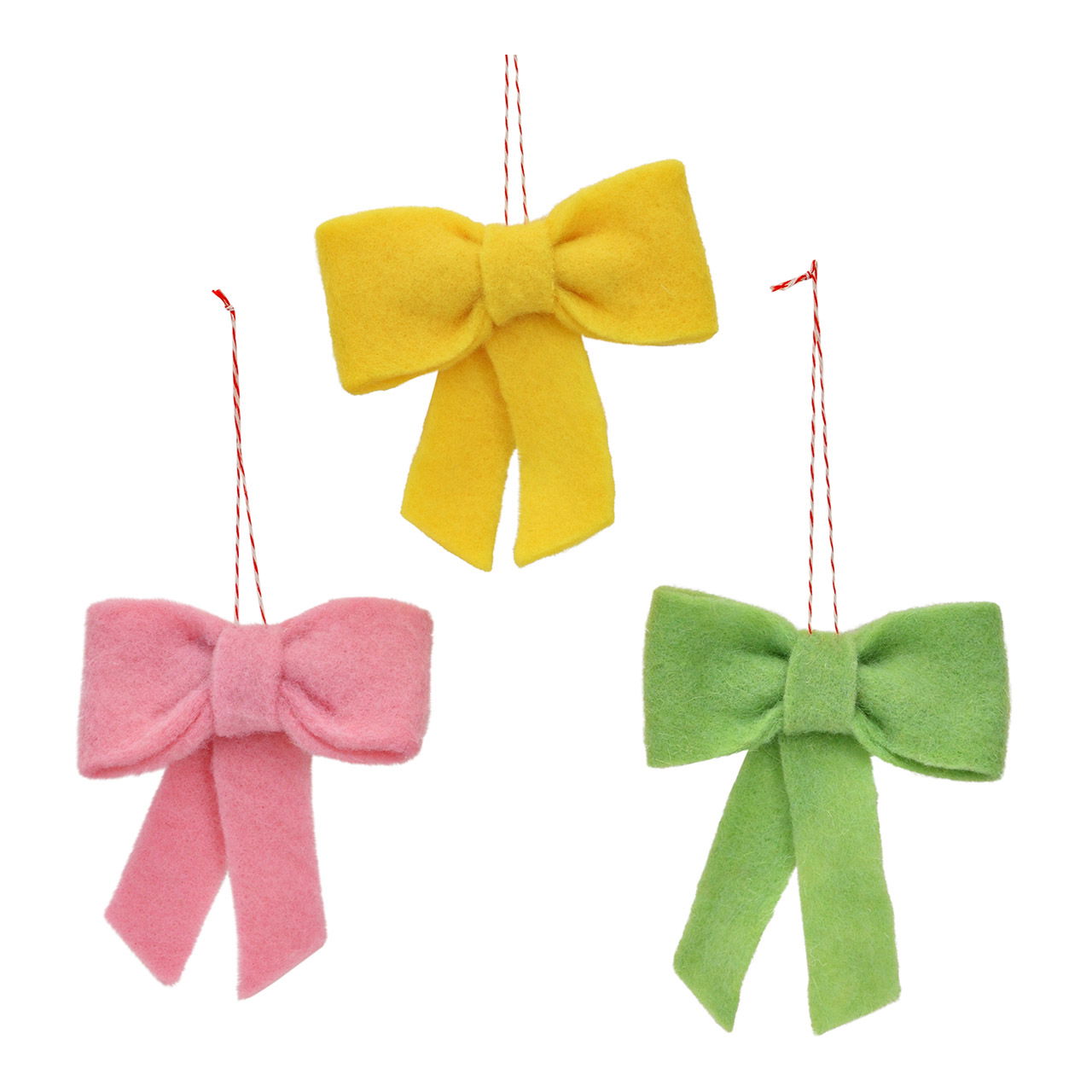 Suspension Boucle en feutre, triple, jaune/rose/vert (L/H/P) 10x10x2cm Zubehor, Formelle Kleidung, Krawatte, Fliege