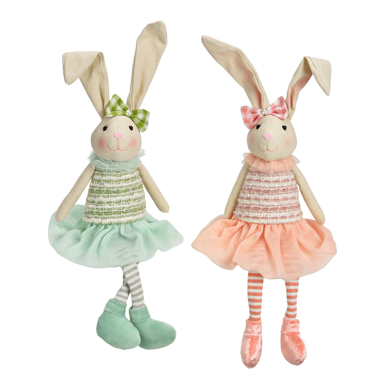 Conejito de tela, 2 pliegues, verde/rosa (A/A/A) 19x55x10cm Puppe, Spielzeug