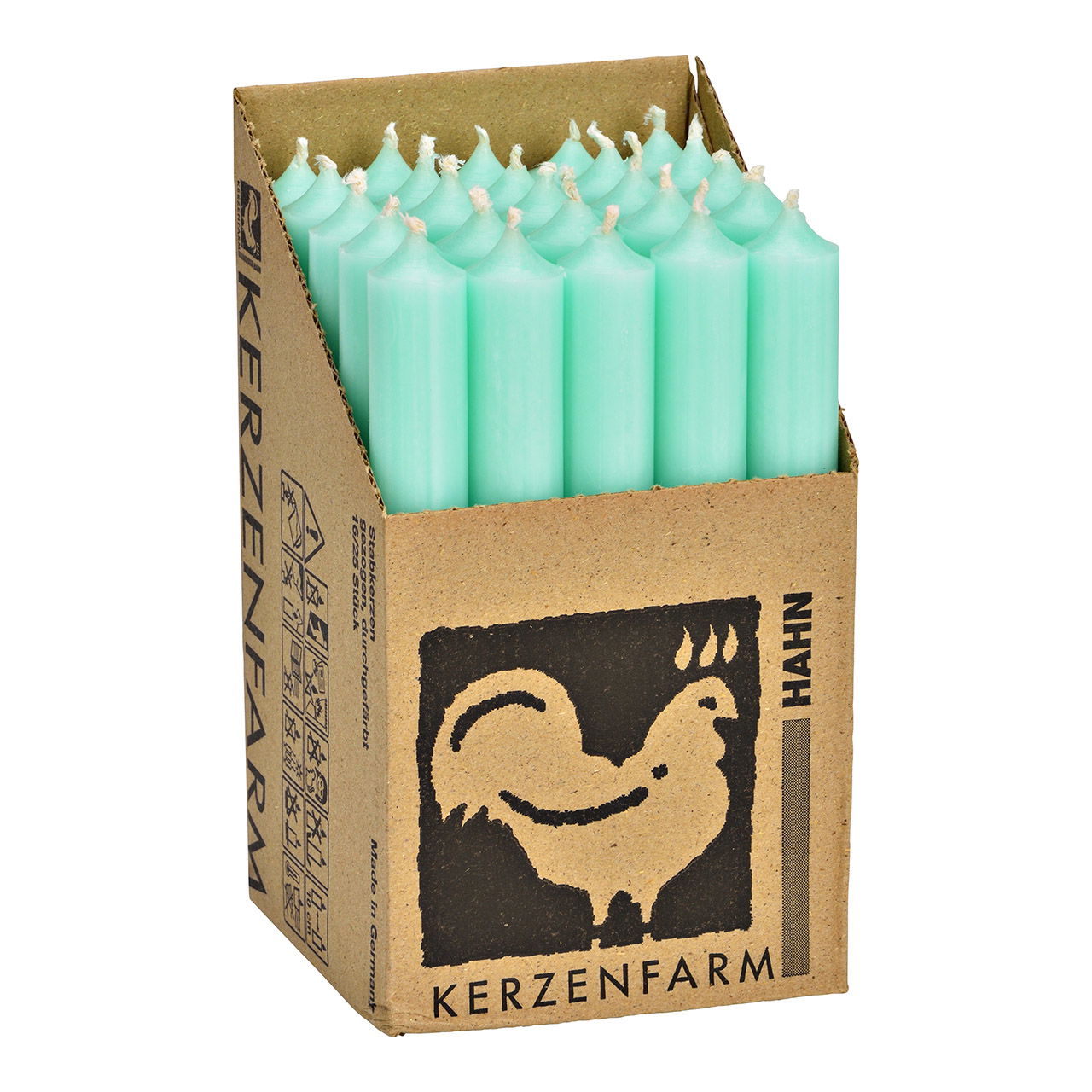 Stabkerze Mint Grün durchgefärbt aus Wachs Ø 2x18cm (Brenndauer ca. 8 Std.) Kerze