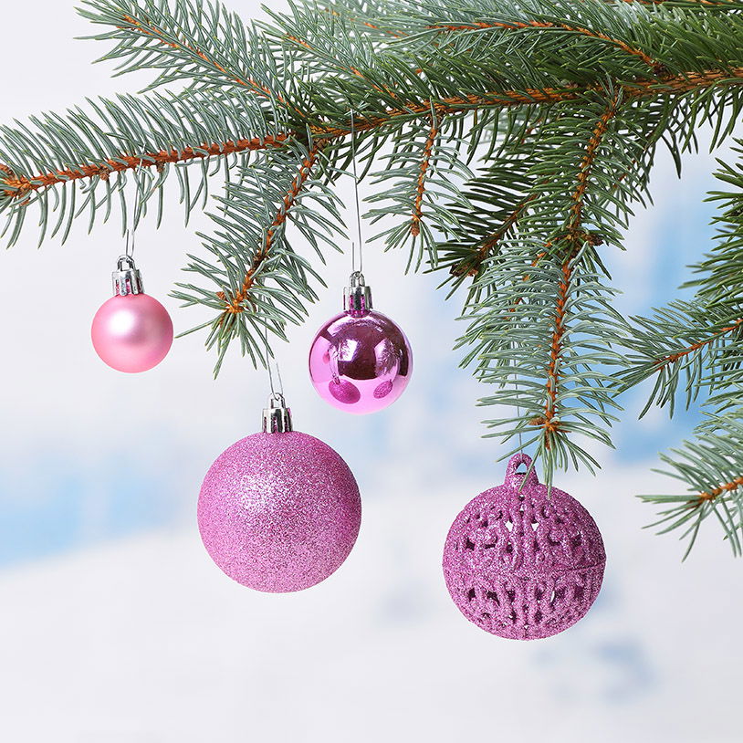 Weihnachtskugeln aus Kunststoff, 50er-Set, Rosé Ø3/4/6cm (B/H/T) 23x18x12cm Baum, Weihnachtsdekorationen, Festival, Weihnachtsbaum, Christbaumschmuck