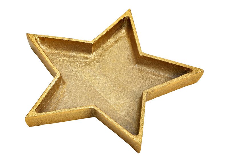 Plaat ster van metaal goud (w/h/d) 20x2x20cm