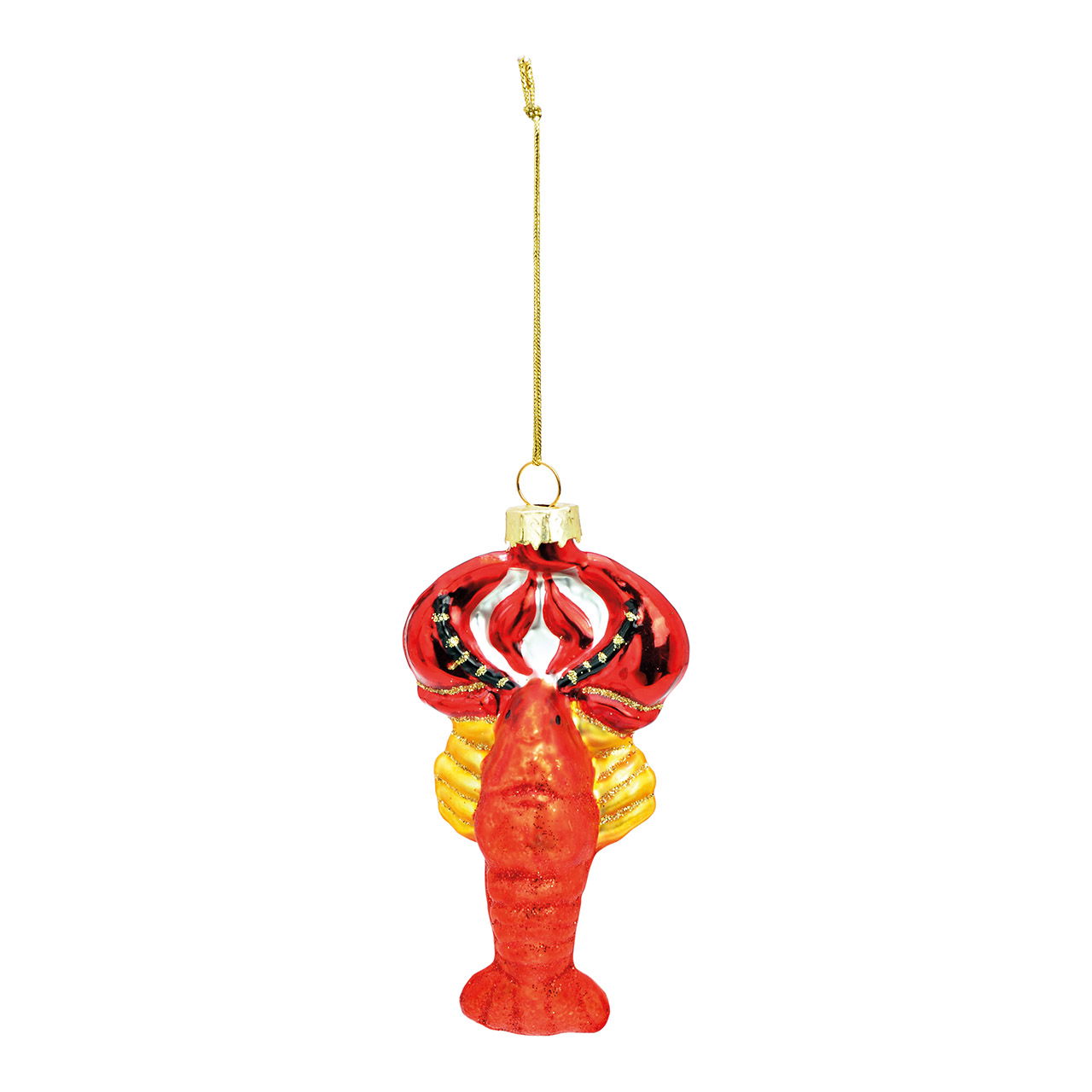 Lobster Christmas hanger made of glass, red (W/H/D) 5x10x3cm