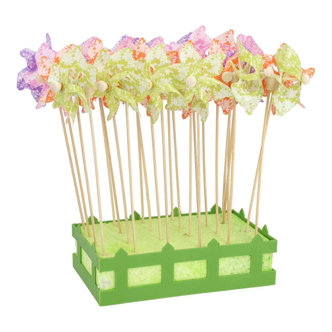 Blumenstecker Windrad 24stk. Auf Box aus Kunststoff Bunt 4-fach sortiert (B/H/T) 9x28x4cm Lollypops, Süßigkeiten, Stäbchen, Bunt, Display
