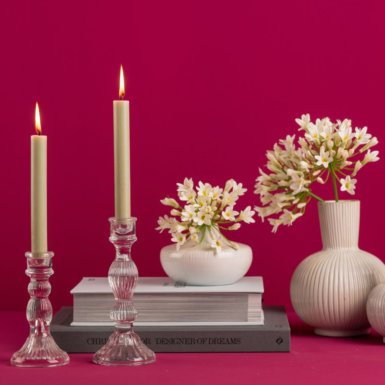 Candle holder made of transparent glass (W/H/D) 9x20x9cm Candle holder made of transparent glass (W/H/D) 9x20x9cm