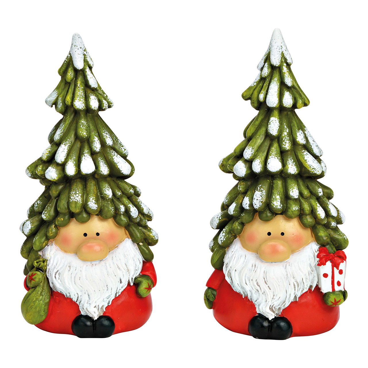 Gnome with Christmas tree hat made of poly colorful 2-fold, (W/H/D) 6x14x6cm