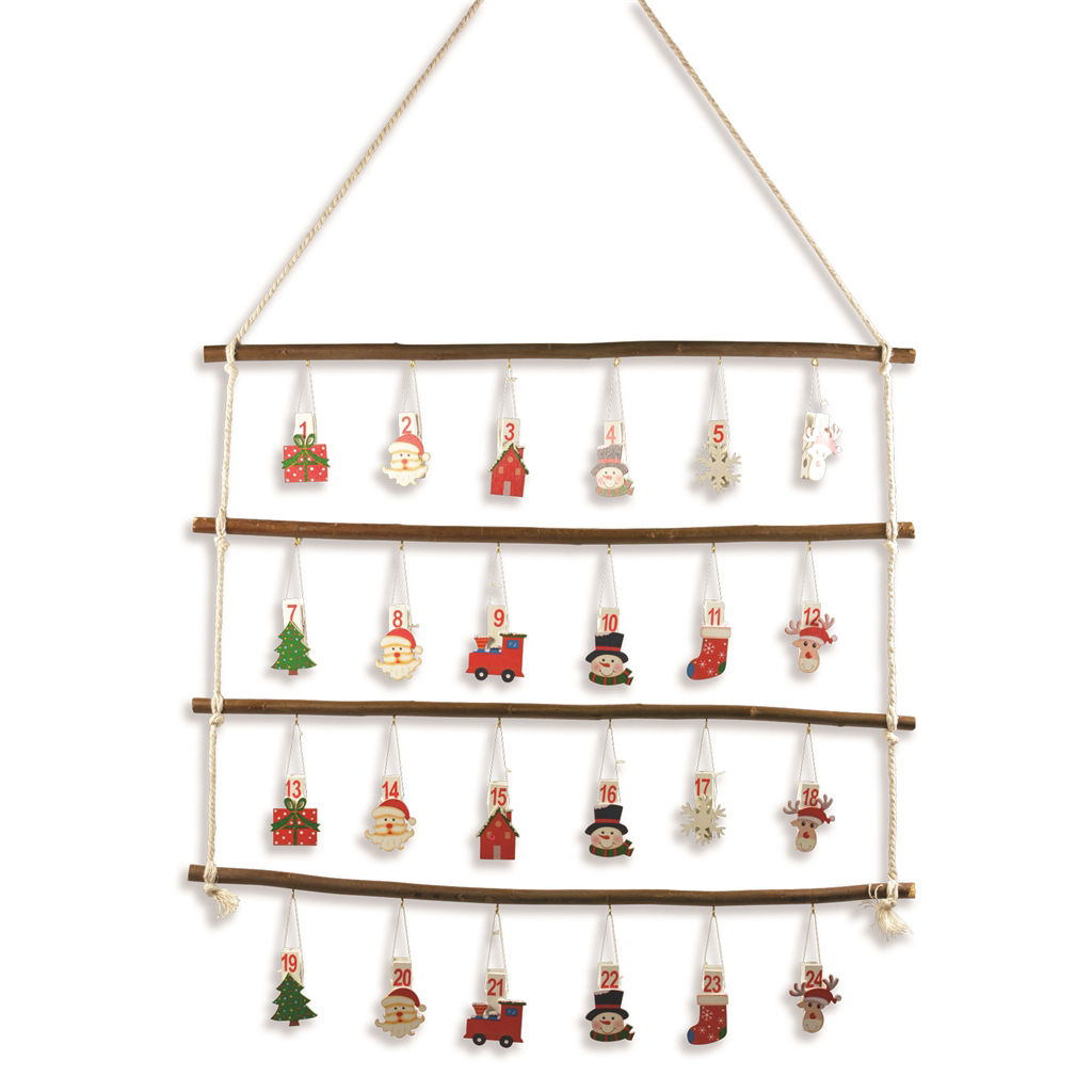 Adventskalender met clips om zelf te maken. Hout. 50x65 cm. 1 st. kleurrijk Zubehor, Ohrring, Schmuck