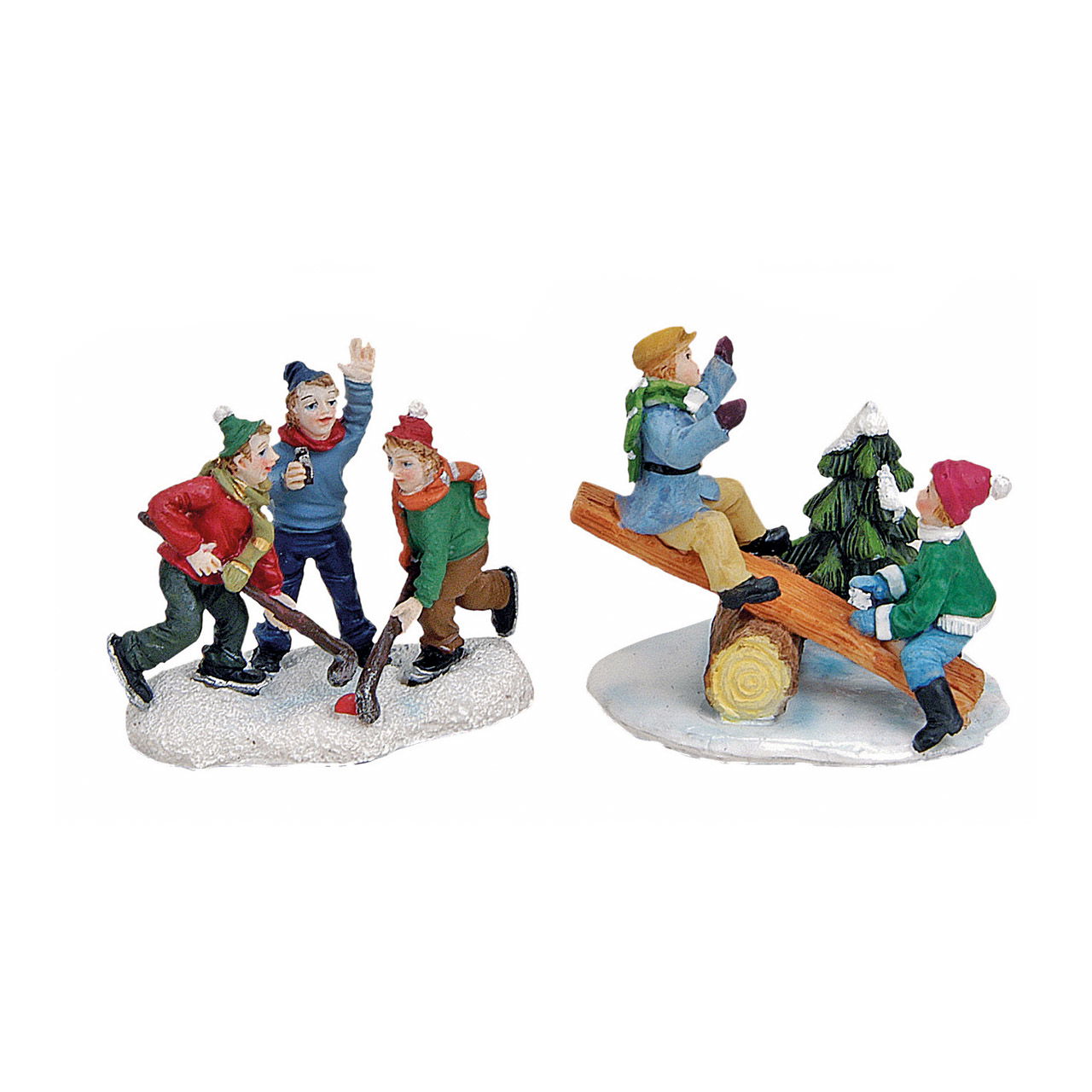 Figurines de Noël miniatures div. scènes, en poly, assorties 2 fois, 6 cm