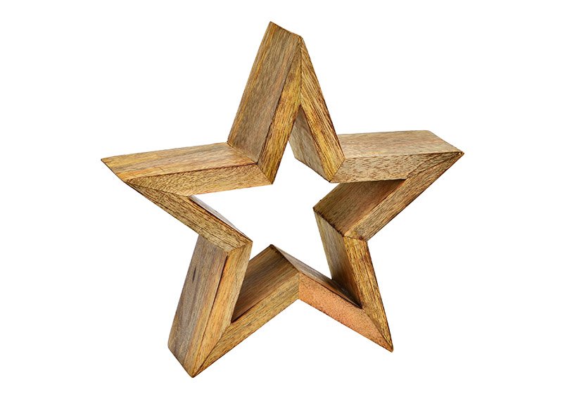 Aufsteller Stern aus Mangoholz natur (B/H/T) 24x23x6cm