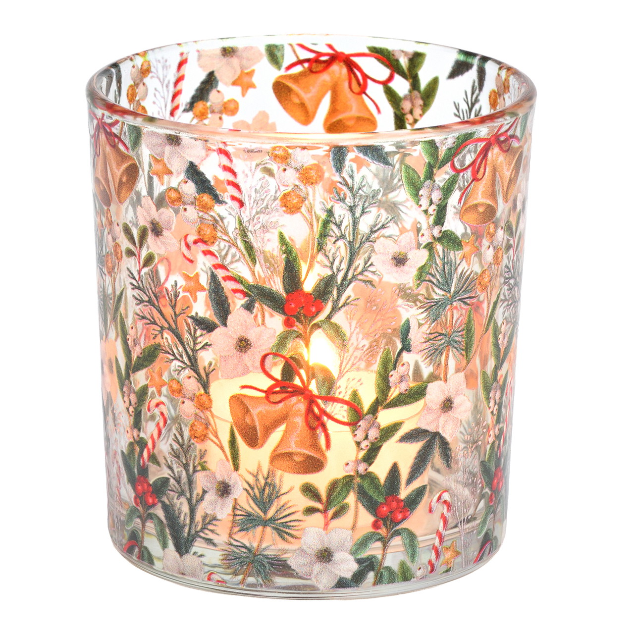 Szklana lampionowa dekoracja swiateczna, kolorowa (szer./wys./gl.) 7x8x7 cm Lampe, Tasse, Lampenschirm, Florales Design, Muster